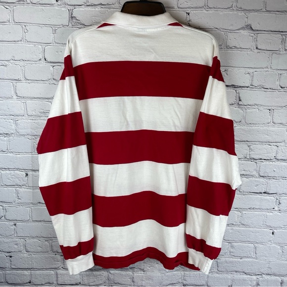 Vintage Mobil Gas Pegasus Shirt Mens 2XL Red Striped Rugby Polo Where’s‎ Waldo - Picture 3 of 6